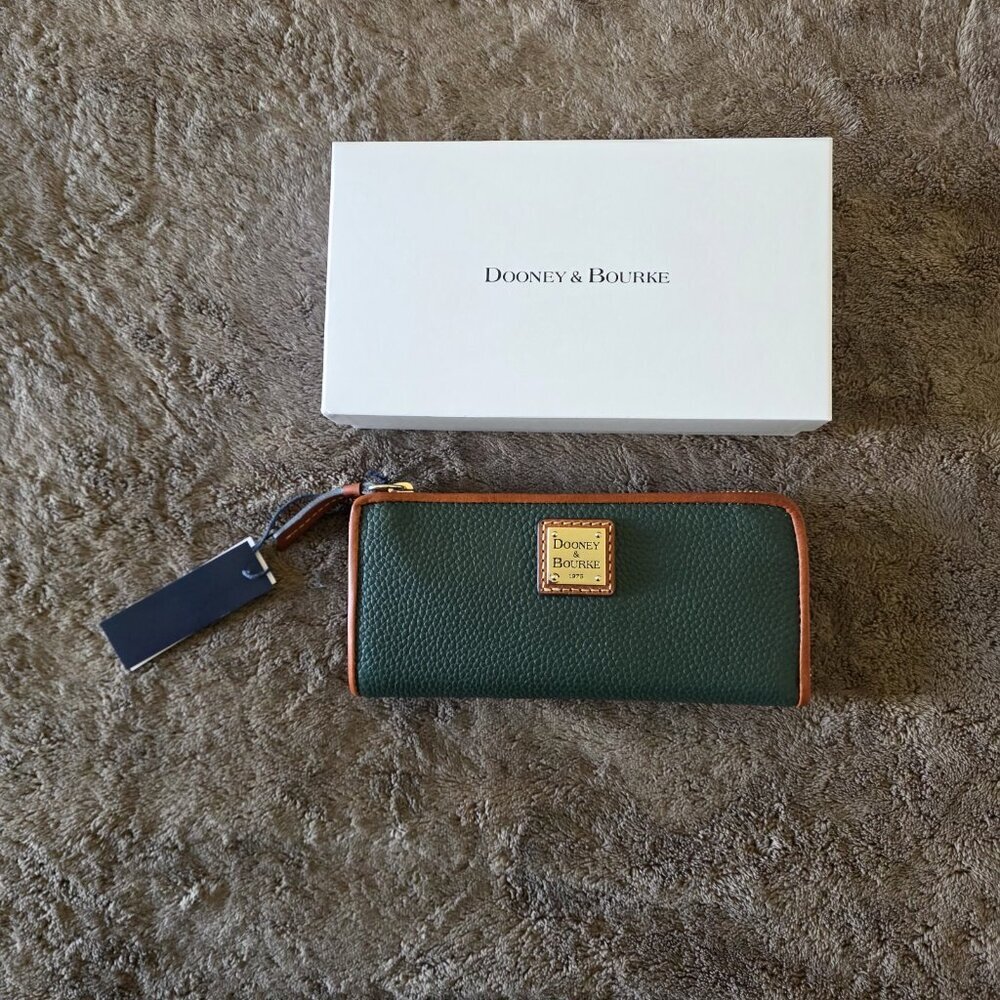 Dooney & Bourke Pebble Grain Zip Clutch Wristlet Wallet Forest Green NWT - Picture 6 of 14